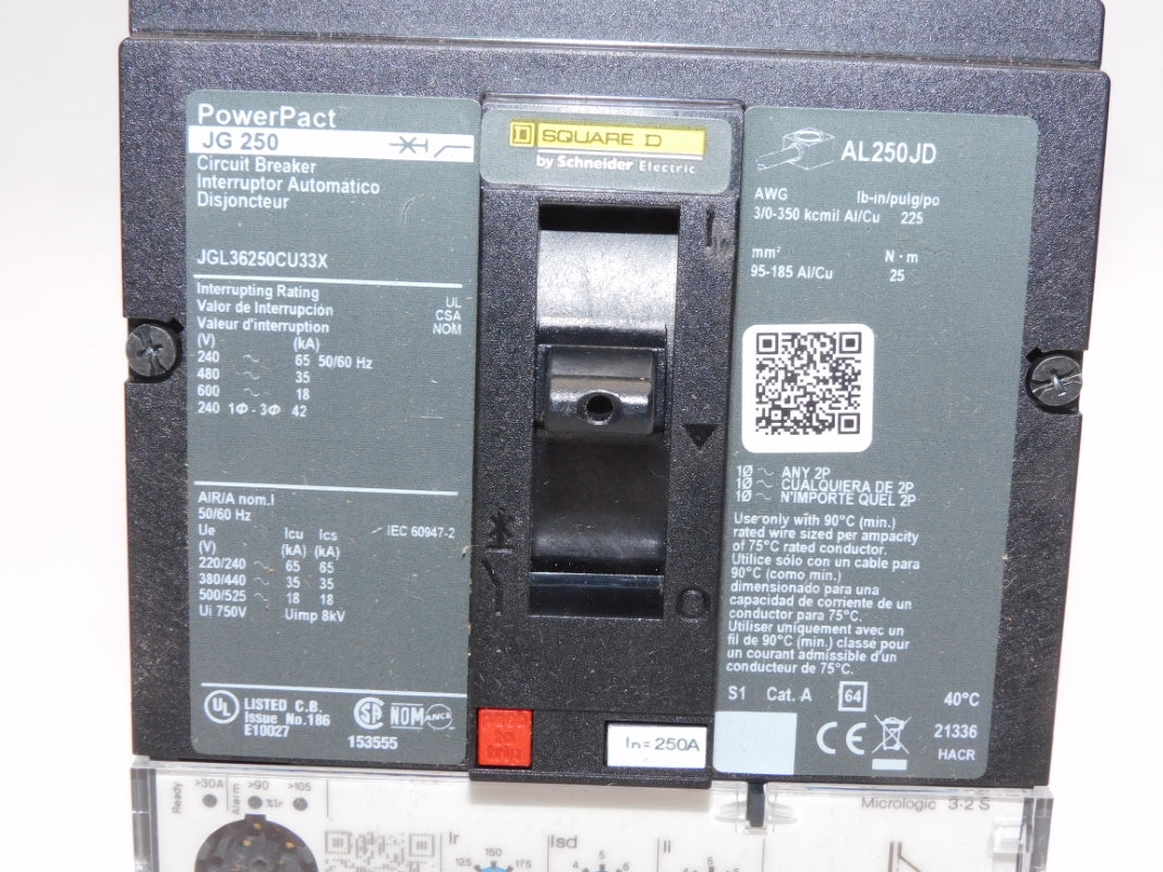 SQUARE D JGL36250CU33X 600V 250A NSMP