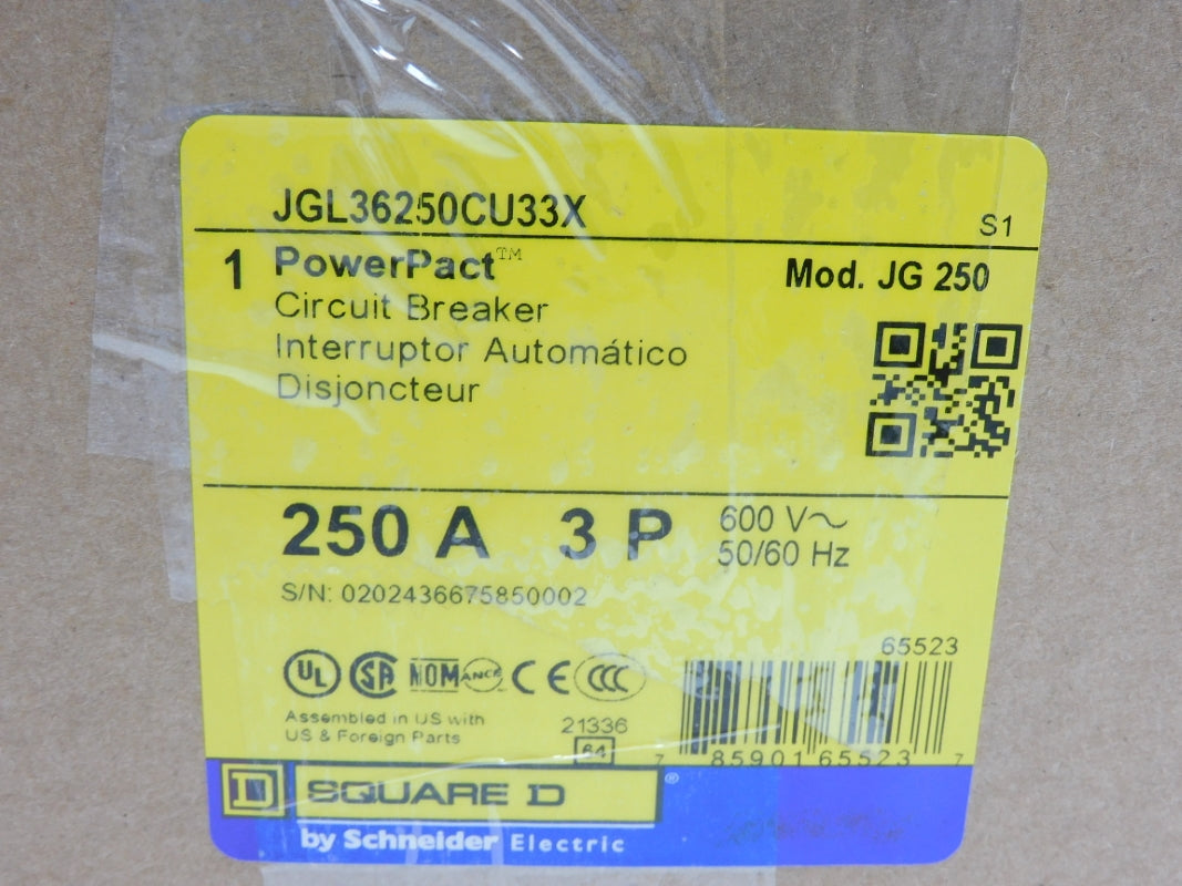 SQUARE D JGL36250CU33X 600V 250A NSMP