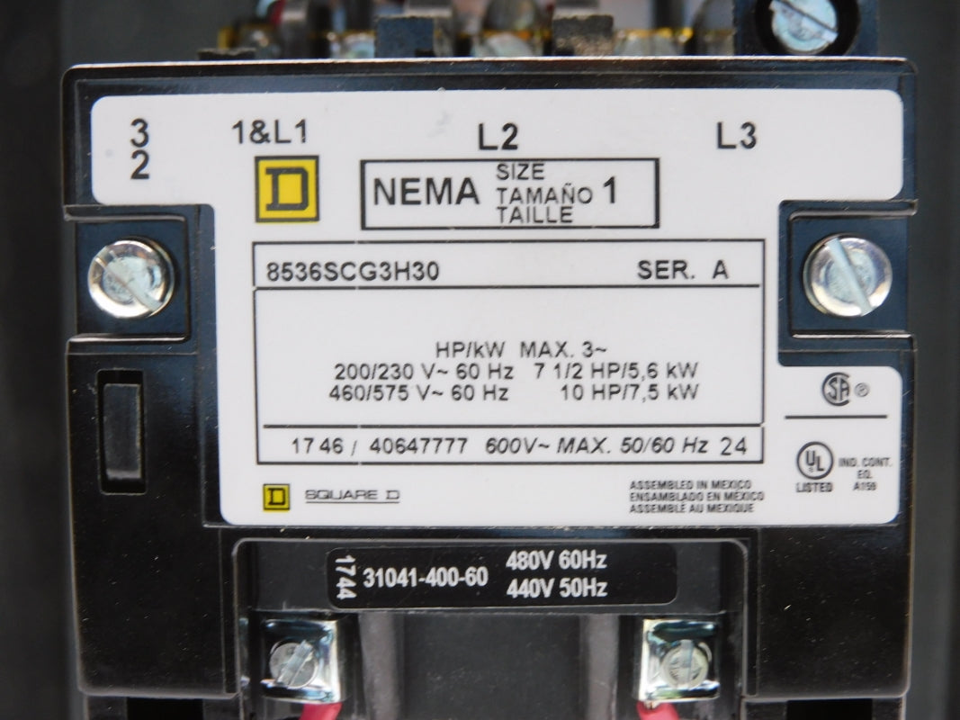 SQUARE D 8536SCG3V06H30 SER. A 480V 27A NSMP
