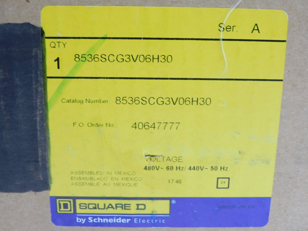 SQUARE D 8536SCG3V06H30 SER. A 480V 27A NSMP
