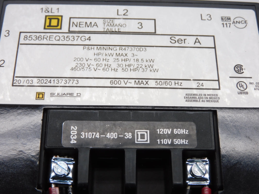 P&H SQUARE D 8536REQ3537G4 R47370D3 SER. A 120V NSMP