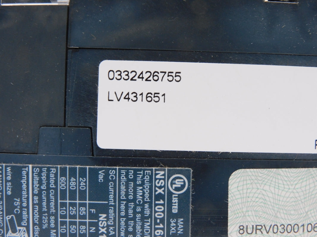SCHNEIDER ELECTRIC LV431651 NSX250F 800V 200A NUPI