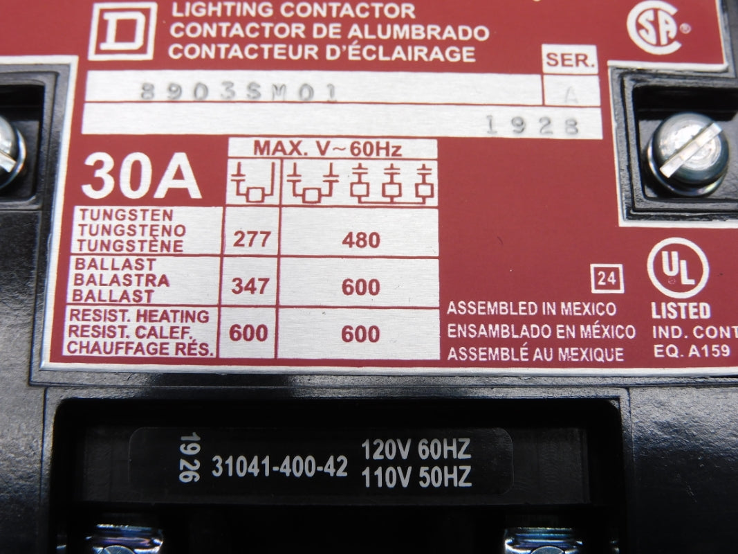 SQUARE D 8903SMO1V02 SER. A 120V 30A NSMP