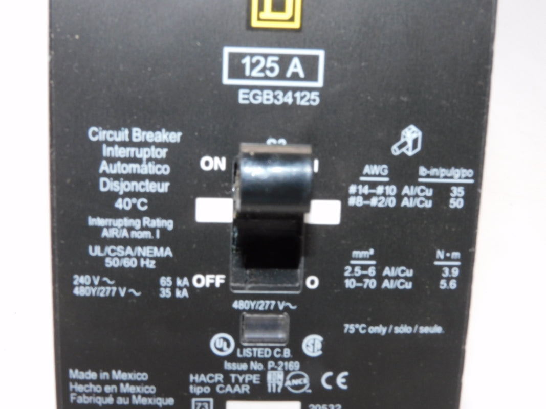 SQUARE D EGB34125 480V 125A NSMP