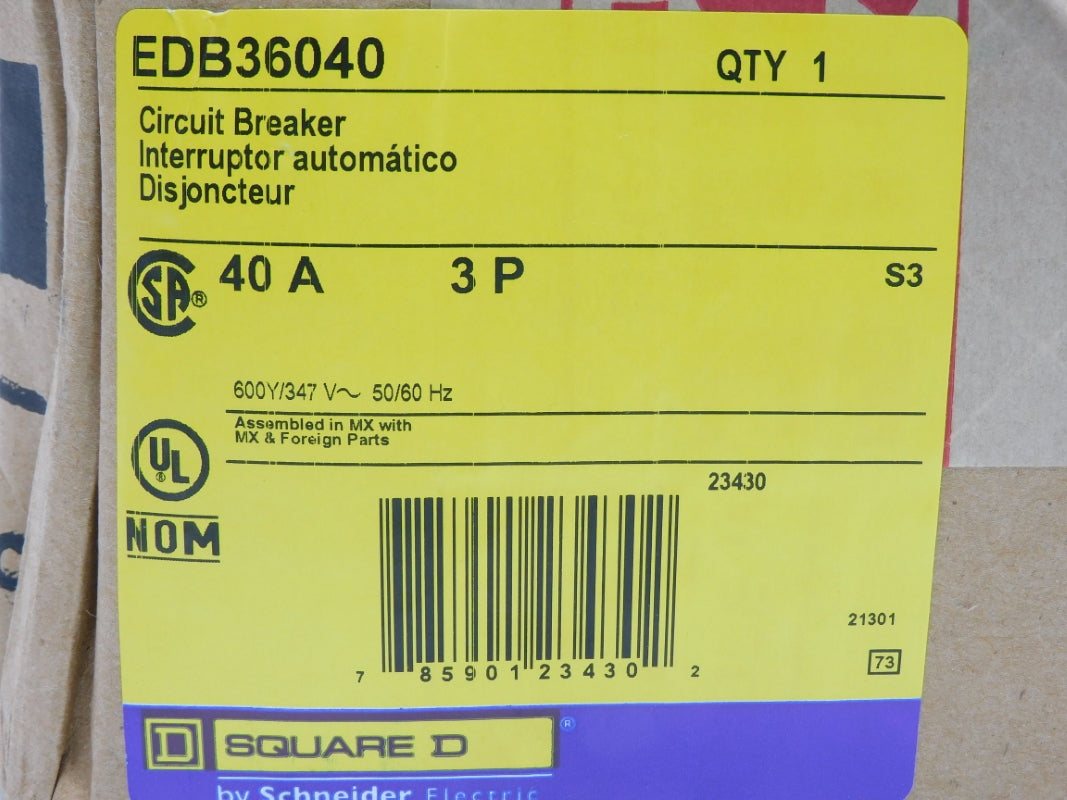 SQUARE D EDB36040 600V 40A NSFS