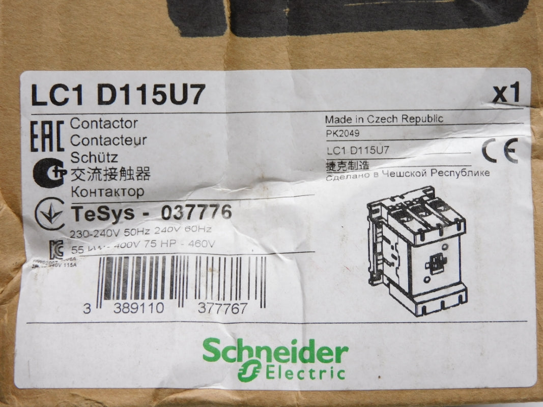 SCHNEIDER ELECTRIC LC1D115U7 240V 250A (AS PICTURED) NSMP