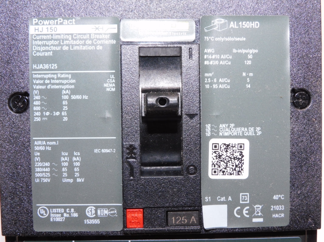 SQUARE D HJA36125 600V 125A NUPI