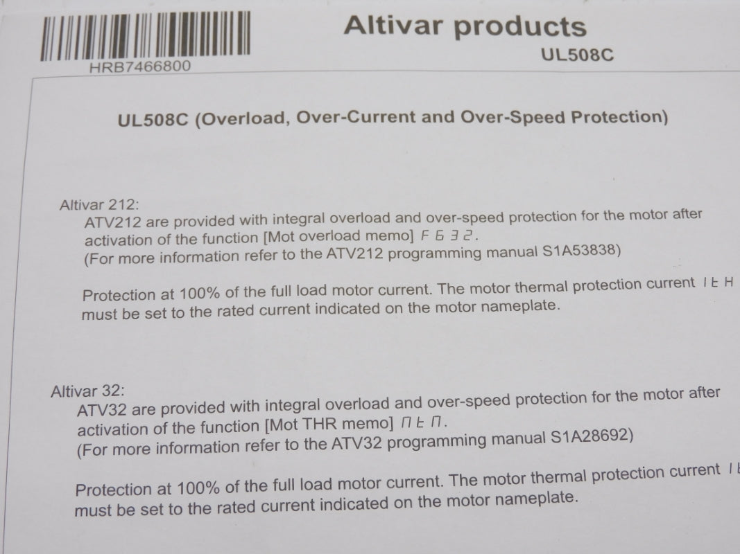 SCHNEIDER ELECTRIC HRB7466800 UL508C NSMP