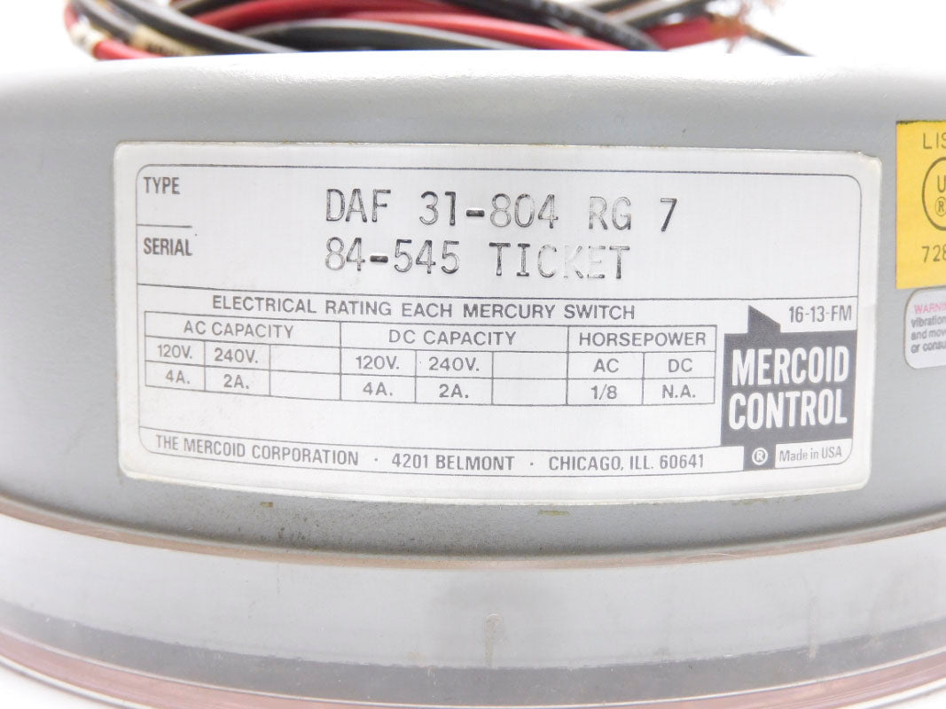 MERCOID DAF21-804RG7 240V 4A 150PSIG NSNP