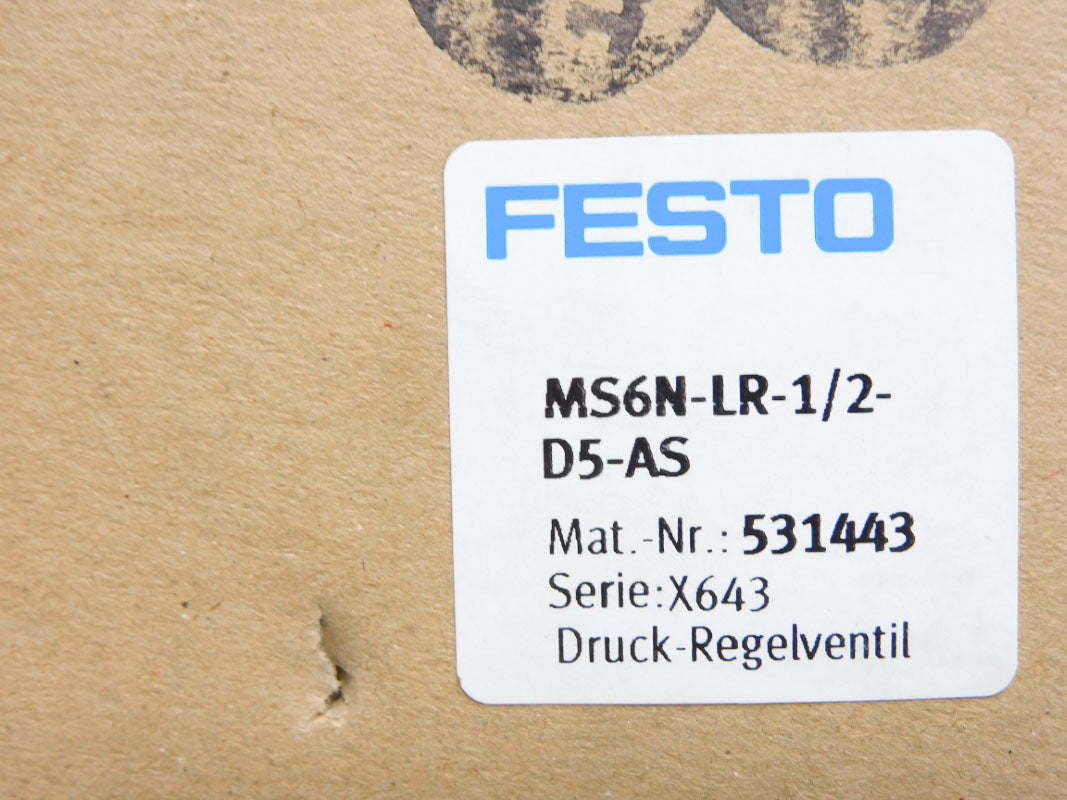 FESTO MS6N-LR-1/2-D5-AS 531443 SER. X643 290PSI NSMP