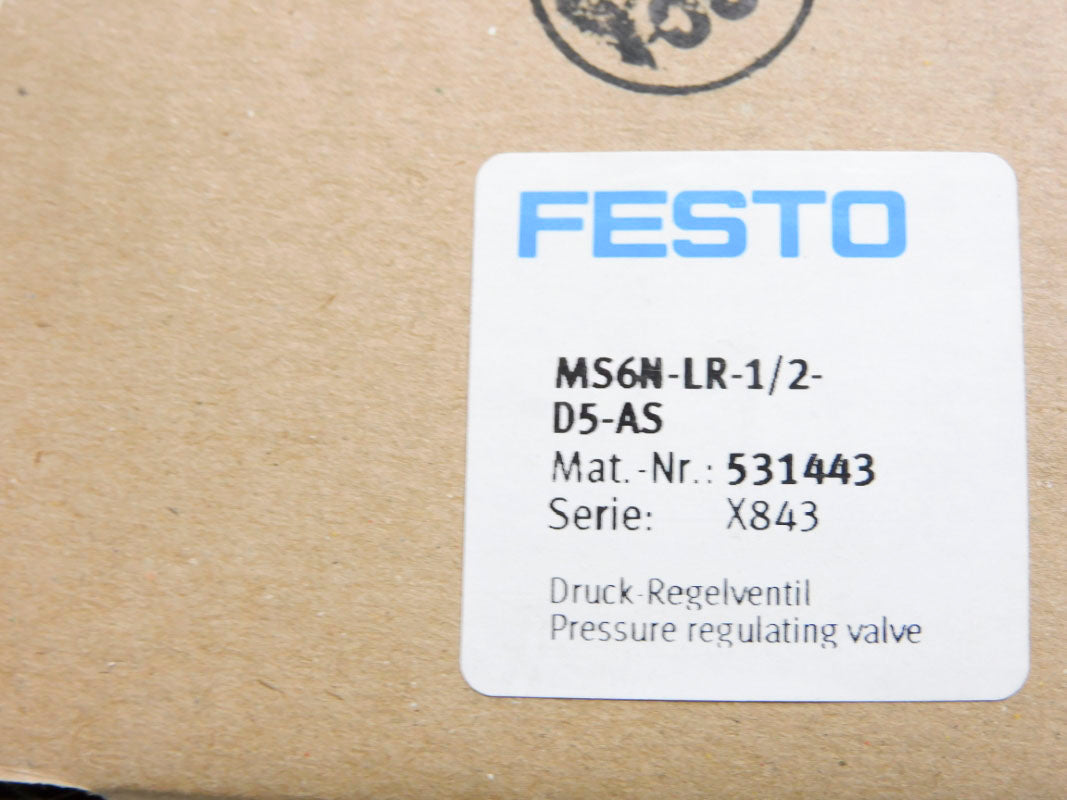 FESTO MS6N-LR-1/2-D5-AS 531443 SER. X843 290PSI NSMP