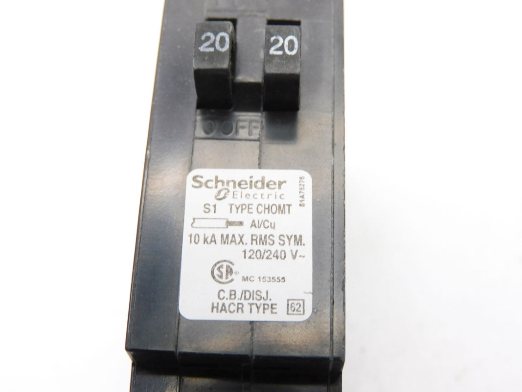 SCHNEIDER ELECTRIC CHOMT2020 120-240V 2-20A (PKG OF 10) NSMP