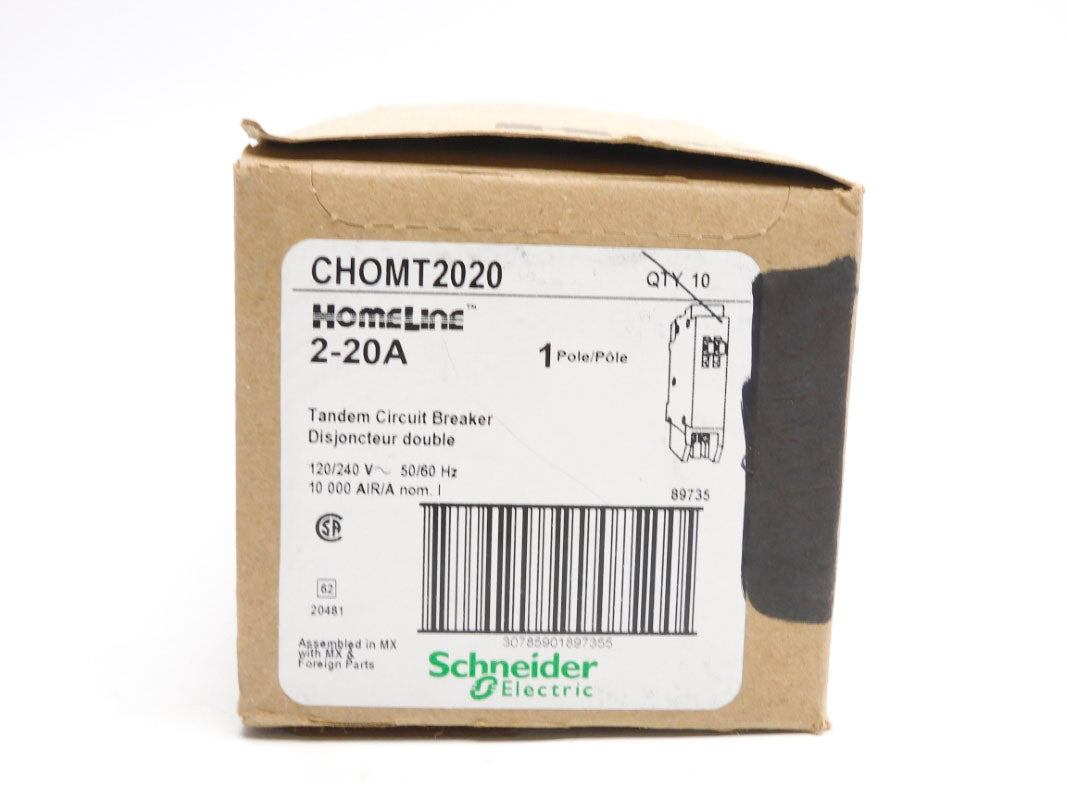 SCHNEIDER ELECTRIC CHOMT2020 120-240V 2-20A (PKG OF 10) NSMP