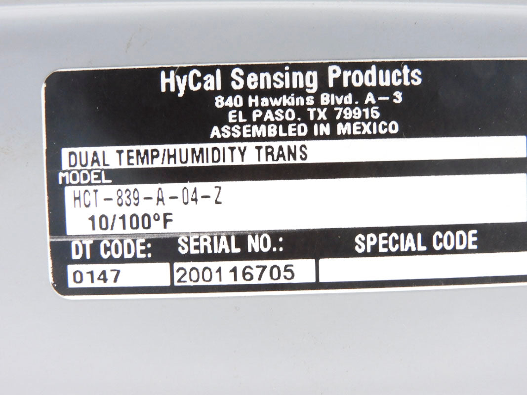 HYCAL SENSING HCT-839-A-04-Z 100'F (AS PICTURED) NSMP