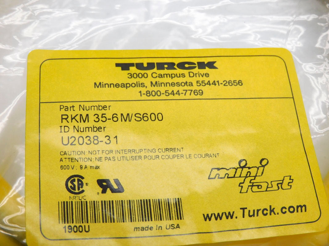 TURCK RKM35-6M/S600 U2038-31 600V 9A NSMP