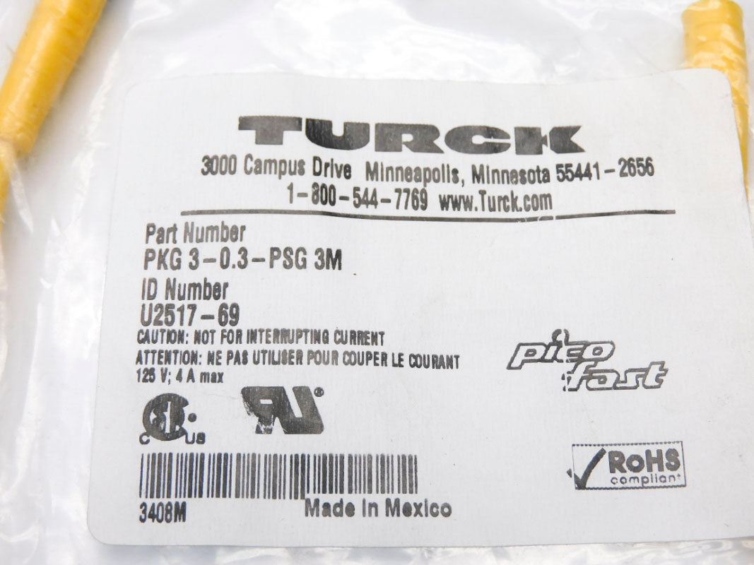 TURCK PKG3-0.3-PSG3M U2517-69 125V 4A NSMP