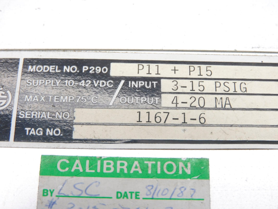 DAHL P290P11+P15 42VDC 15PSIG UNMP