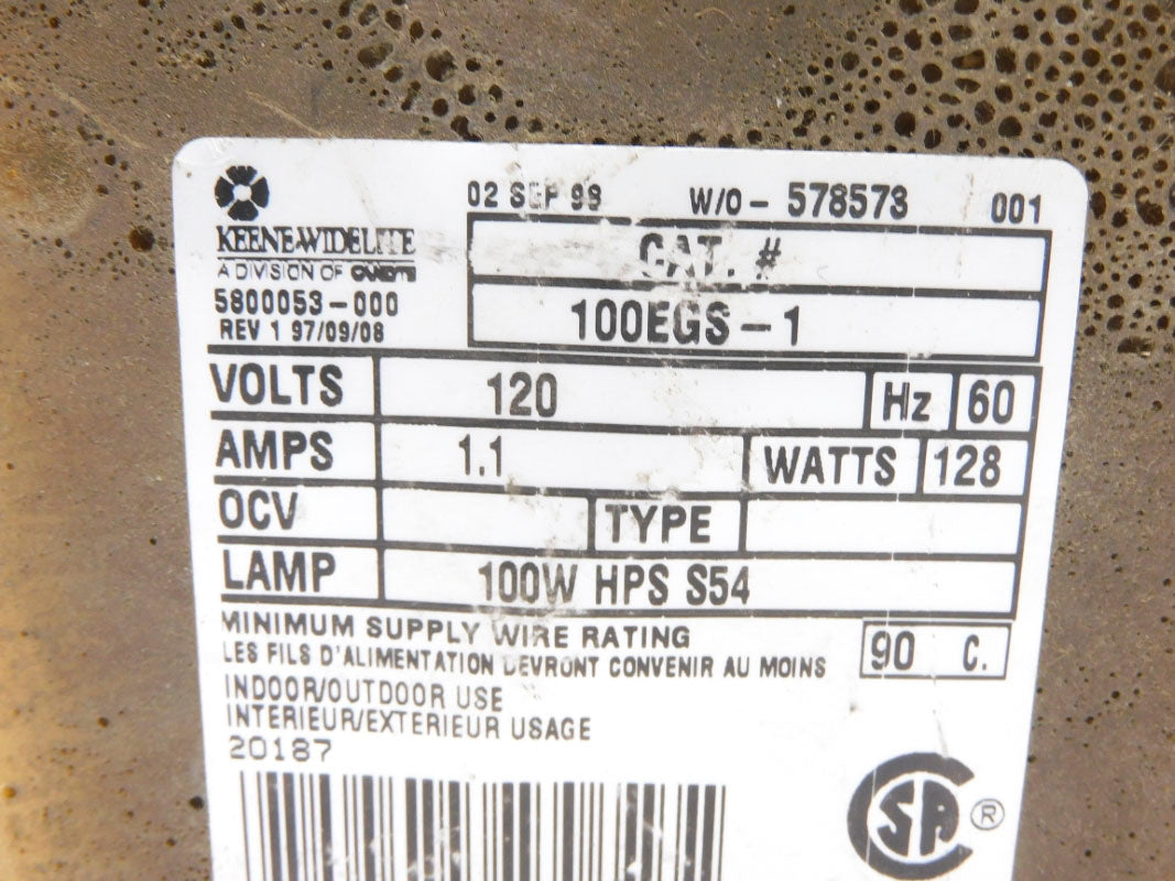 KEENE-WIDELITE ADVANCE 100EGS-1 71A8007-B 120V 1.1A UNMP