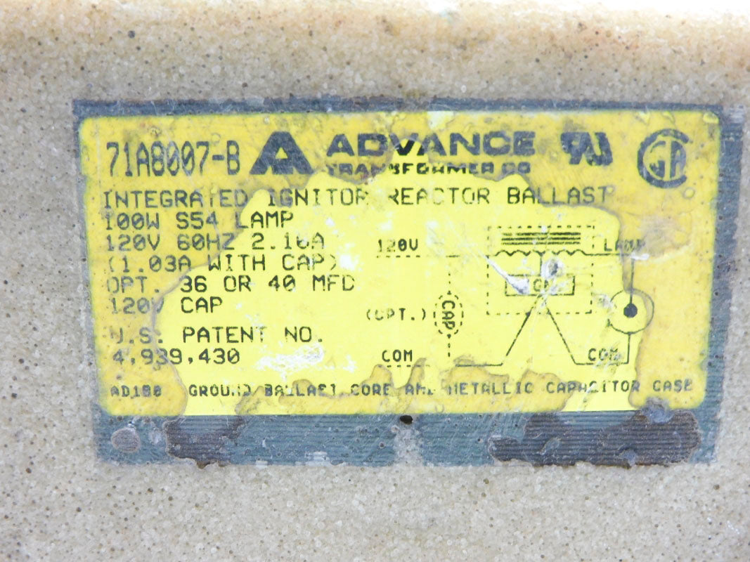 KEENE-WIDELITE ADVANCE 100EGS-1 71A8007-B 120V 1.1A UNMP
