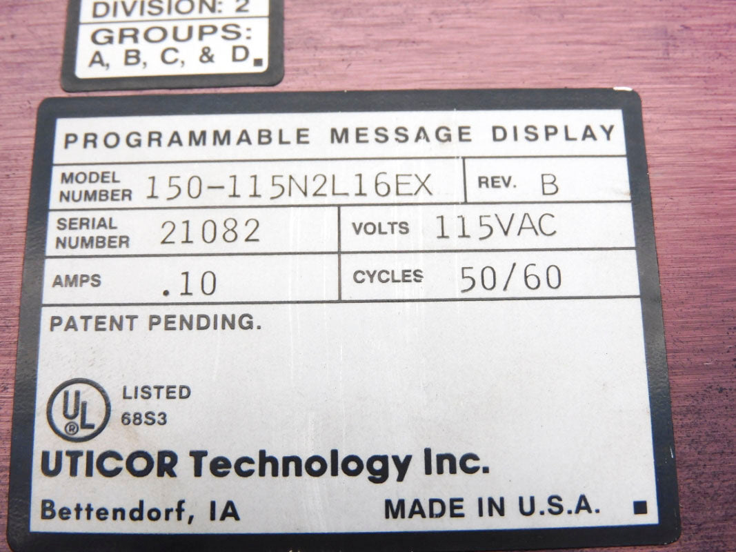 UTICOR 150-115N2L16EX 115VAC .10 UNMP