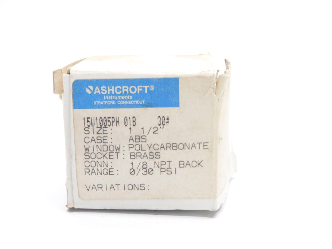 ASHCROFT 15W1005PH01B30# 30PSI 1-1/2" NSMP