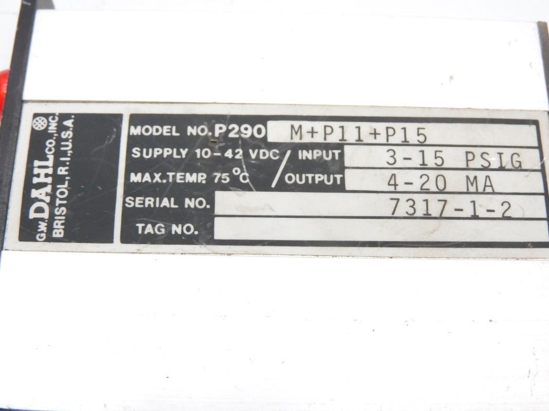 DAHL P290M+P11+P15 42VDC 15PSIG UNMP