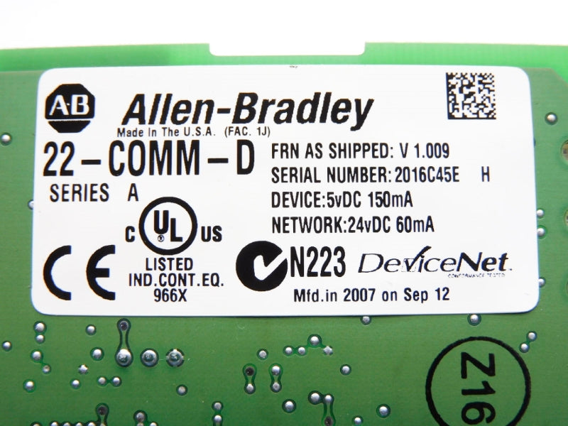 ALLEN BRADLEY 22-COMM-D SER. A 24VDC F/W V1.009 NSMP