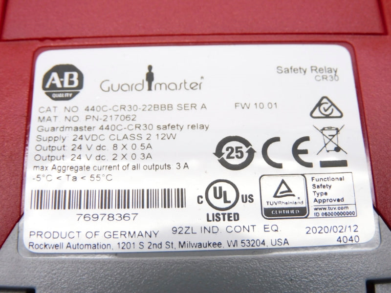 ALLEN BRADLEY 440C-CR30-22BBB SER. A F/W 10.01 24VDC 3A (BR/WH) NSMP