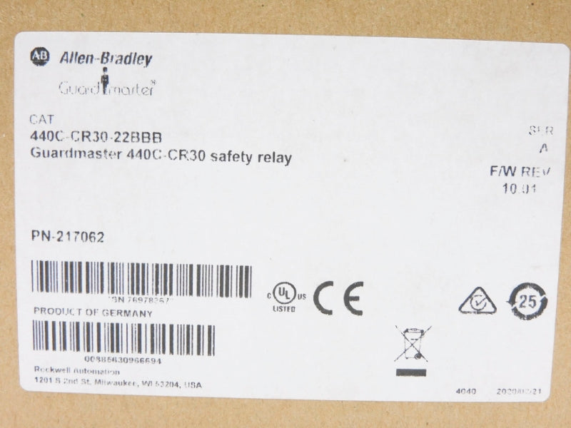 ALLEN BRADLEY 440C-CR30-22BBB SER. A F/W 10.01 24VDC 3A (BR/WH) NSMP