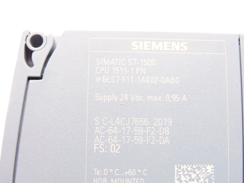 SIEMENS 6ES7511-1AK02-0AB0 24VDC 0.95A NSMP