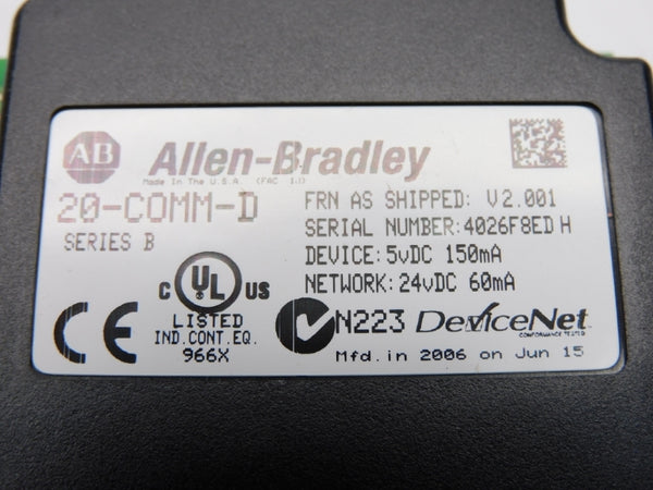 ALLEN BRADLEY 20-COMM-D SER. B 24VDC F/W V2.001 NSMP