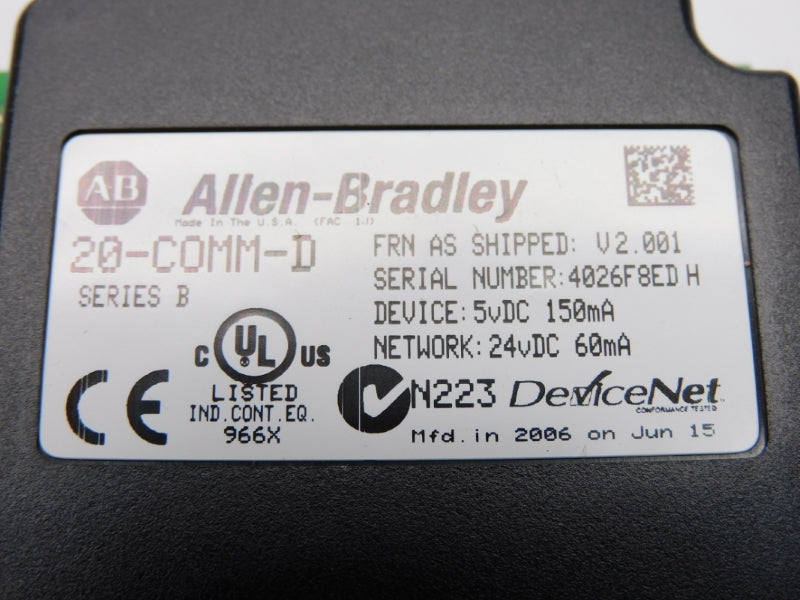 ALLEN BRADLEY 20-COMM-D SER. B 24VDC F/W V2.001 NSMP