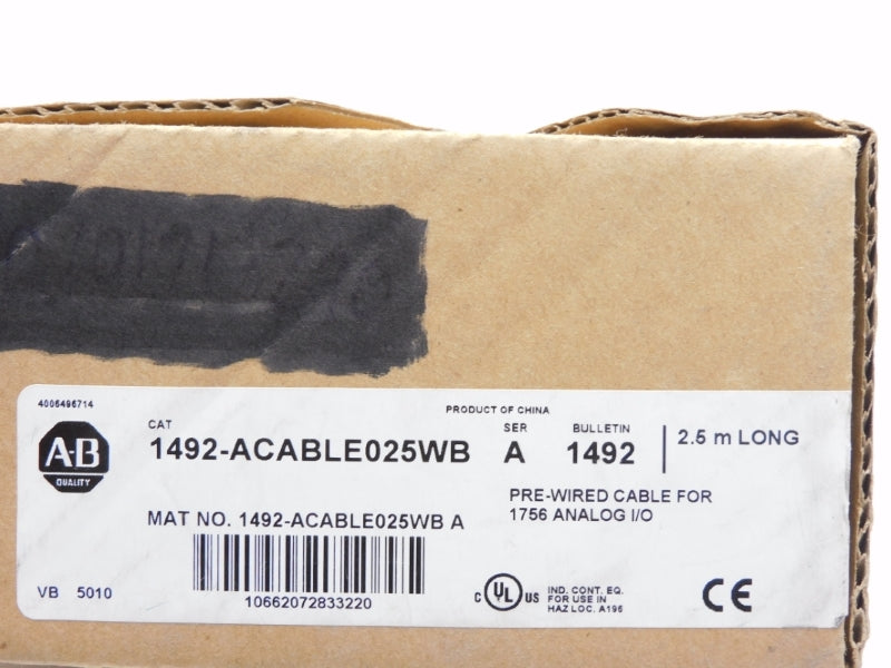 ALLEN BRADLEY 1492-ACABLE025WB SER. A (BR/WH) NSMP