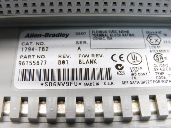 ALLEN BRADLEY 1794-TB2 SER. A 125VDC/AC 10A NSMP