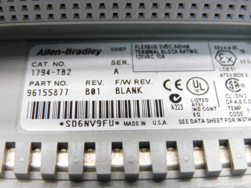 ALLEN BRADLEY 1794-TB2 SER. A 125VDC/AC 10A NSMP
