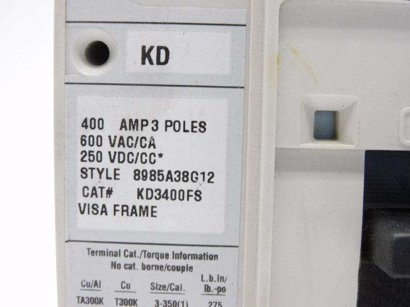 EATON KD3400FS SER. C 600VAC 400A NSMP