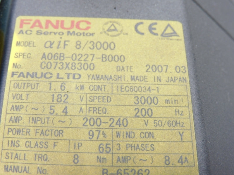 FANUC A06B-0227-B000 200-240V 8.4A NSMP