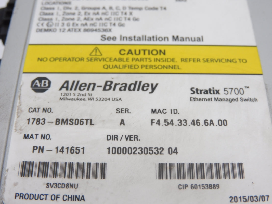 ALLEN BRADLEY 1783-BMS06TL SER. A NSNP