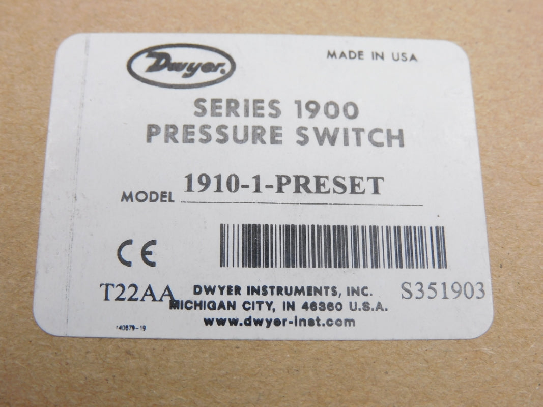 DWYER 1910-1-PRESET 480VAC 15A .7"WC NSMP