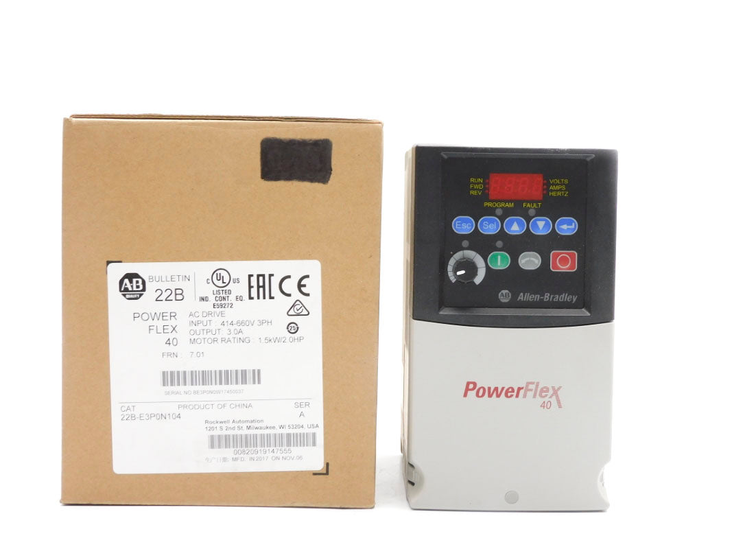 ALLEN BRADLEY 22B-E3P0N104 SER. A 414-660V 3.0A F/W 7.01 NSMP