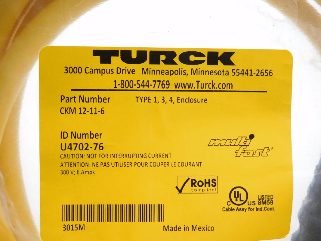 TURCK CKM12-11-6 U4702-76 300V 6A NSMP