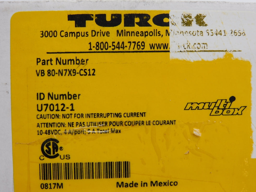 TURCK VB80-N7X9-CS12 U7012-1 10-48VDC 5A NSMP