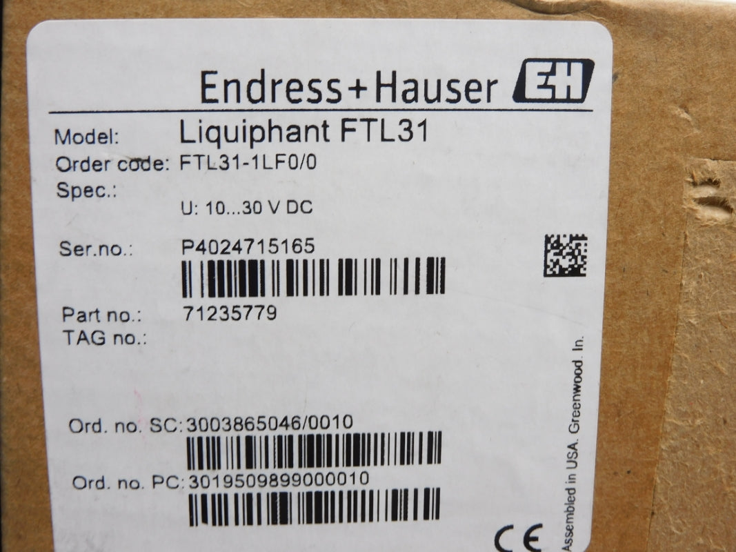 ENDRESS+HAUSER FTL31-1LF0/0 71235779 10-30VDC 580PSI NSMP