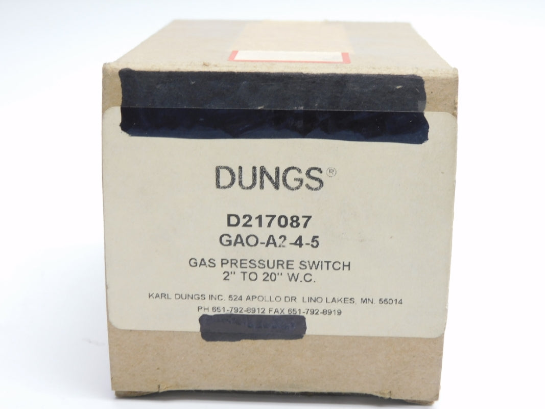 DUNGS D217087 GAO-A2-4-5 20VAC 10A 7PSI 2-20"W.C. NSMP