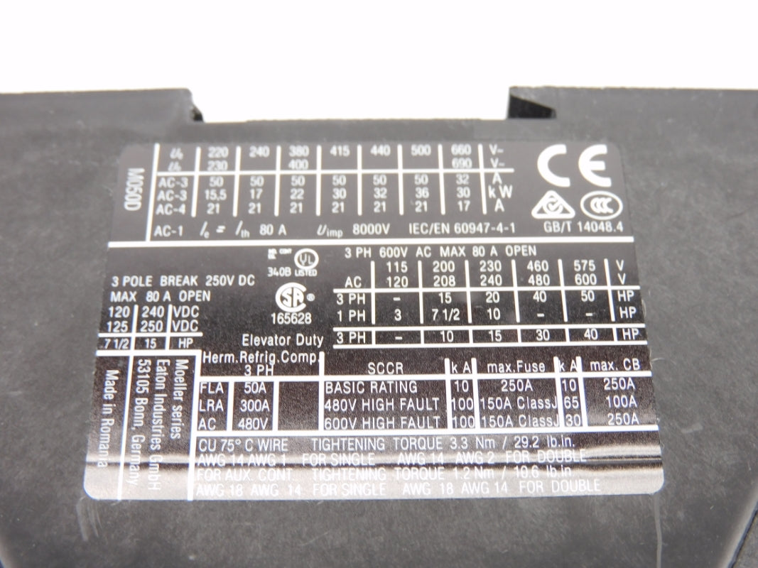 EATON DILM50(RDC24) XTCE050D00TD 24-27VDC 80A NSMP