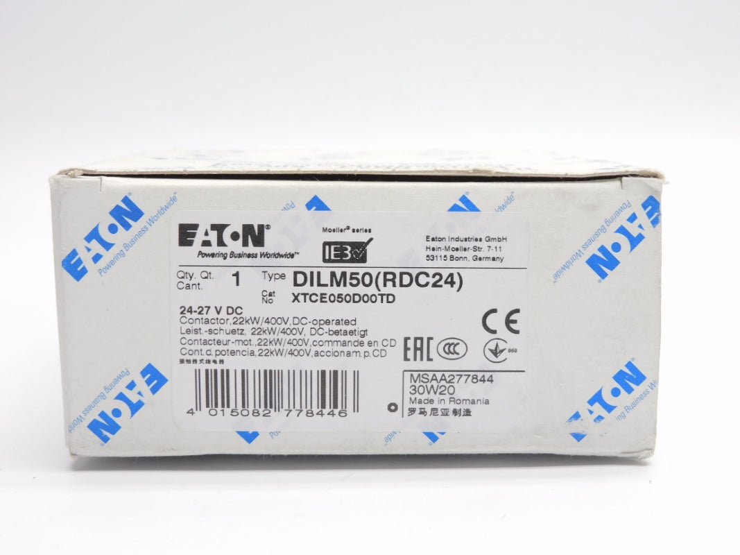 EATON DILM50(RDC24) XTCE050D00TD 24-27VDC 80A NSMP