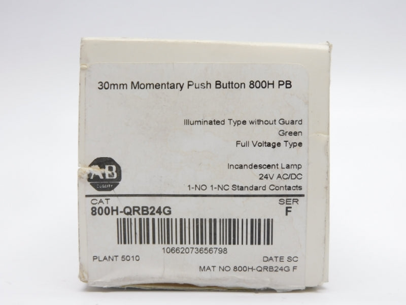ALLEN BRADLEY 800H-QRB24G SER. F 24VAC/DC (WH) NSMP