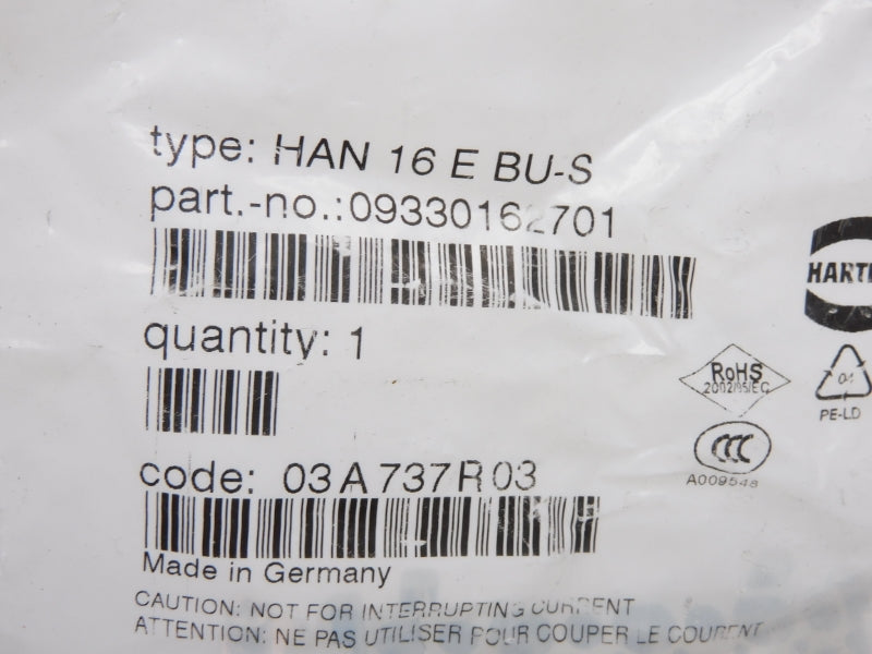 HARTING HAN16EBU-S 09330162701 NSMP