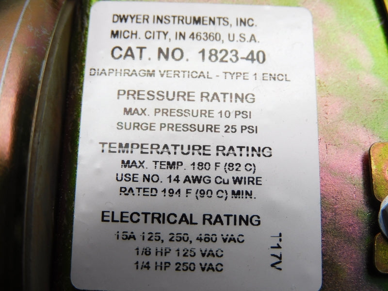 DWYER 1823-40 480VAC 15A 25PSI UNMP