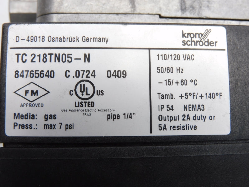 KROM SCHRODER TC218TN05-N 84765640 110/120VAC 5A 7PSI UNMP
